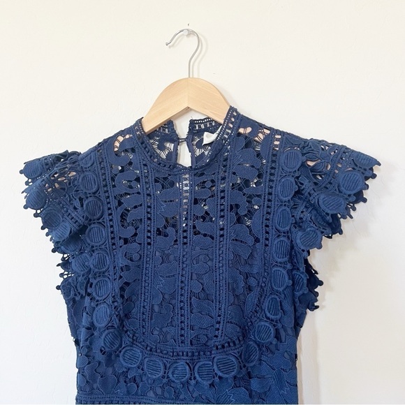 Sea NY Abby Puff Sleeve Lace Dress Navy Blue - Picture 9 of 13